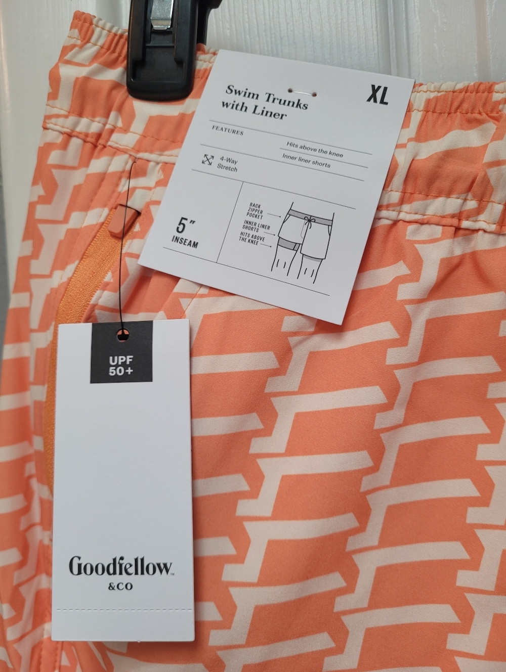 Goodfellow & Co Men's 5" Swim Trunks with Boxer Brief Liner, XL - Orange - Picture 7 of 9